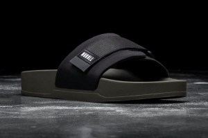 Nobull Adjustable Pantoletten Herren Schwarz Dunkelgrün | 12896-EXQI