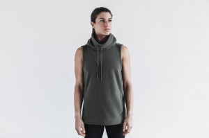 Nobull Arctic Sleeveless Cowl Hoodie Damen Dunkelgrau | 95378-HACW