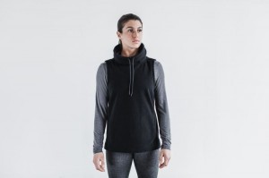 Nobull Arctic Sleeveless Cowl Hoodie Damen Schwarz | 78124-MXBL