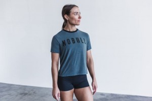 Nobull Boxy T-shirts Damen Türkis | 75389-CDLM