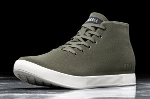 Nobull Canvas Mid Sportschuhe Damen Dunkelgrün Weiß | 51948-LKHV