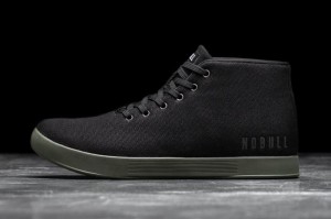 Nobull Canvas Mid Sportschuhe Herren Schwarz Dunkelgrün | 24713-TQLA
