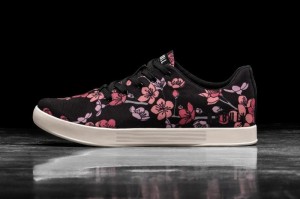 Nobull Cherry Blossom Canvas Sportschuhe Damen Schwarz Rosa | 85640-WVDM