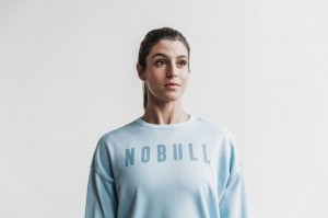 Nobull Crew Sweatshirts Damen Blau | 32105-FSUI