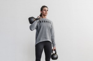 Nobull Crew Sweatshirts Damen Grau | 24679-ZUJC