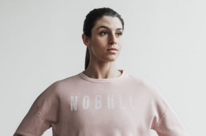 Nobull Crew Sweatshirts Damen Rosa | 48956-ZYSE