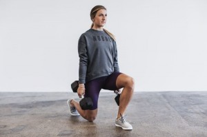 Nobull Crew Sweatshirts Damen Tiefesgrau | 85421-SWNZ