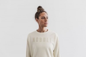 Nobull Crew Sweatshirts Damen Weiß | 64801-HGIP