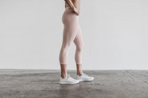 Nobull Crop Melange Strumpfhose Damen Rosa | 91023-ZUCS