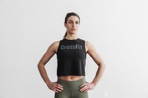 Nobull Crossfit Muscle Muskelshirt Damen Schwarz | 03617-YOZI