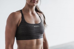 Nobull Heather Stripe Sport BH Damen Schwarz | 34219-RQUA