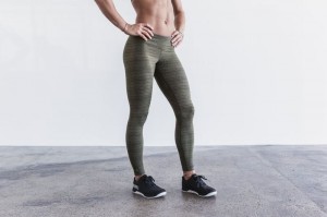 Nobull Heather Stripe Strumpfhose Damen Olivgrün | 49172-ILCU