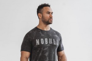 Nobull Hibiscus T-shirts Herren Grau | 42193-CXVJ