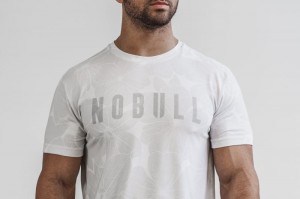 Nobull Hibiscus T-shirts Herren Weiß | 43760-GMNX