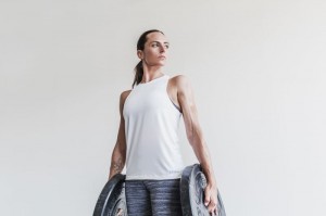 Nobull High-Neck Classic Colors Muskelshirt Damen Weiß | 37249-KXIA