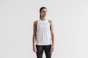 Nobull High-Neck Classic Colors Muskelshirt Damen Weiß | 18096-RUSZ