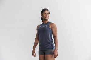 Nobull High-Neck Classic Colors Muskelshirt Damen Navy | 65473-NEIU