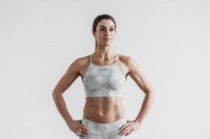 Nobull High-Neck Melange Sport BH Damen Camouflage | 51678-TLMQ