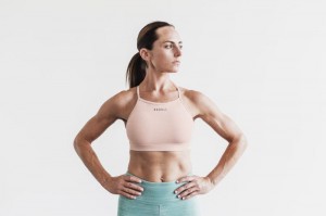Nobull High-Neck Melange Sport BH Damen Rosa | 42538-ZSDP