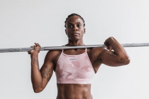 Nobull High-Neck Melange Sport BH Damen Rosa | 18534-RPJM