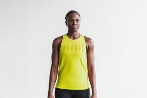 Nobull High-Neck Neon Muskelshirt Damen Gelb | 62903-WYDG