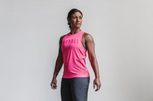Nobull High-Neck Neon Muskelshirt Damen Rosa | 23967-GMOK