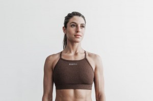 Nobull High-Neck Plush Heather Sport BH Damen Braun | 50276-VUQA