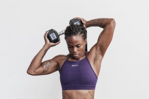 Nobull High-Neck Plush Heather Sport BH Damen Dunkellila | 29387-XVRO