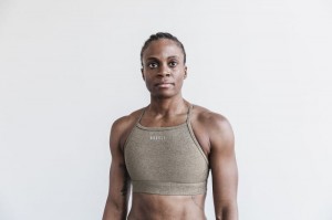 Nobull High-Neck Plush Heather Sport BH Damen Braun | 24861-AHMT