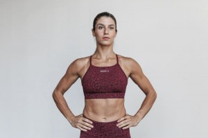 Nobull High-Neck Plush Heather Sport BH Damen Leopard | 14972-QKXI