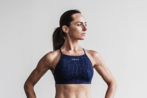 Nobull High-Neck Sport BH Damen Navy | 73124-UXSK
