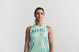 Nobull High-Neck Tie-Dye Muskelshirt Damen Türkis | 31629-SEAN