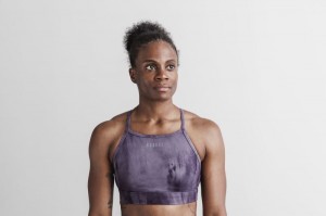 Nobull High-Neck Tie-Dye Sport BH Damen Lila | 36518-IQFS