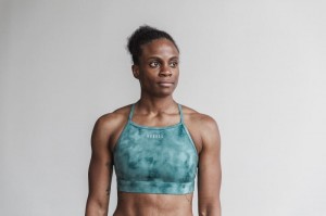 Nobull High-Neck Tie-Dye Sport BH Damen Tiefesgrün | 32417-HTGA