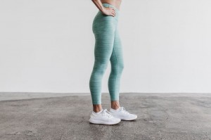 Nobull High-Rise 7/8 Melange Strumpfhose Damen Blau | 06237-XDIH
