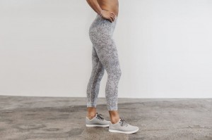Nobull High-Rise 7/8 Plush Heather Strumpfhose Damen Weiß | 19368-EOIJ