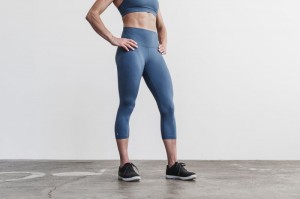 Nobull High-Rise Crop Matte Strumpfhose Damen Blau | 68312-PEXI