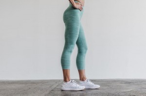 Nobull High-Rise Crop Melange Strumpfhose Damen Blau | 70312-STDH