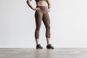 Nobull High-Rise Crop Plush Heather Strumpfhose Damen Braun | 59317-UCNT