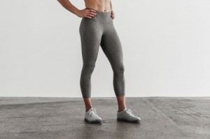 Nobull High-Rise Crop Plush Heather Strumpfhose Damen Grau | 42075-GWXS