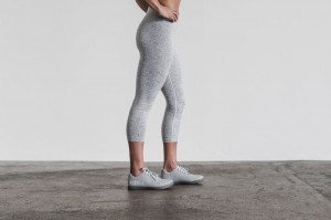 Nobull High-Rise Crop Plush Heather Strumpfhose Damen Weiß | 25804-DNVP