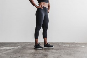 Nobull High-Rise Crop Plush Heather Strumpfhose Damen Schwarz | 95632-WLEI