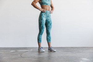 Nobull High-Rise Crop Tie-Dye Strumpfhose Damen Tiefesgrün | 86529-RYTO