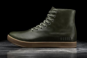 Nobull High-Top Leather Sportschuhe Herren Grün | 64907-XRFA