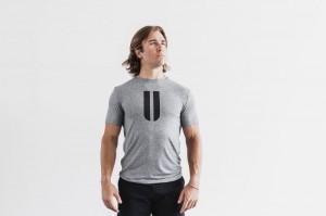 Nobull Horns T-shirts Herren Grau | 26398-AHFG