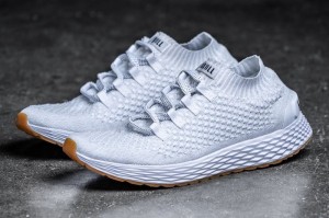 Nobull Knit Laufschuhe Damen Weiß | 76380-CUAR