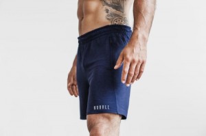 Nobull Lightweight Knit 7 Kurze Hose Herren Navy | 17602-STPE