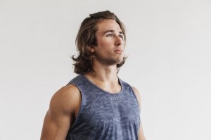 Nobull Lightweight Textured Camo Muskelshirt Herren Navy | 57134-ZOXW