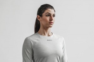 Nobull Lightweight Textured Long Sleeve Camo T-shirts Damen Camouflage | 53871-FHVO