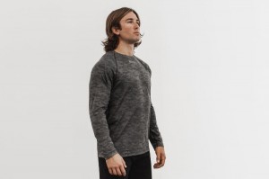 Nobull Lightweight Textured Long Sleeve Camo T-shirts Herren Schwarz | 35041-MYDQ